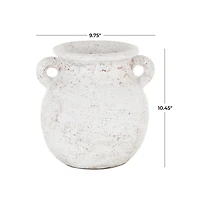 10" Cream Ceramic Textured Vase with Handles