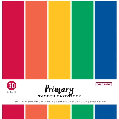 Colorbok® Primary Smooth Cardstock Paper Pad, 12" x 12"