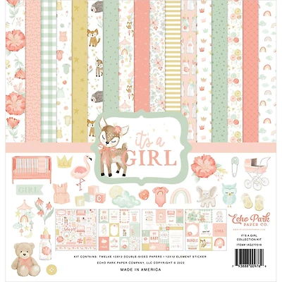 Echo Park™ Paper Co. It's a Girl Paper Craft Collection Kit, 12" x 12"