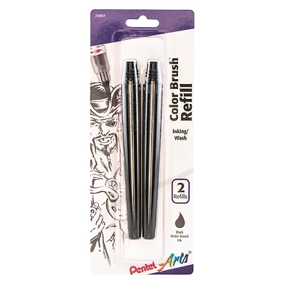 Pentel Arts® Color Brush™ Black Refill Ink Cartridges, 2ct.