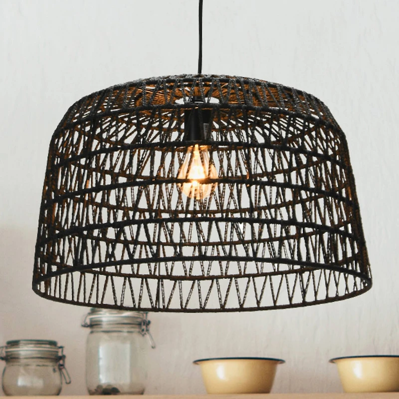 Hello Honey® 19.5" Charcoal Gray Woven Pendant Lamp