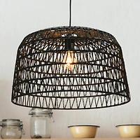 Hello Honey® 19.5" Charcoal Gray Woven Pendant Lamp
