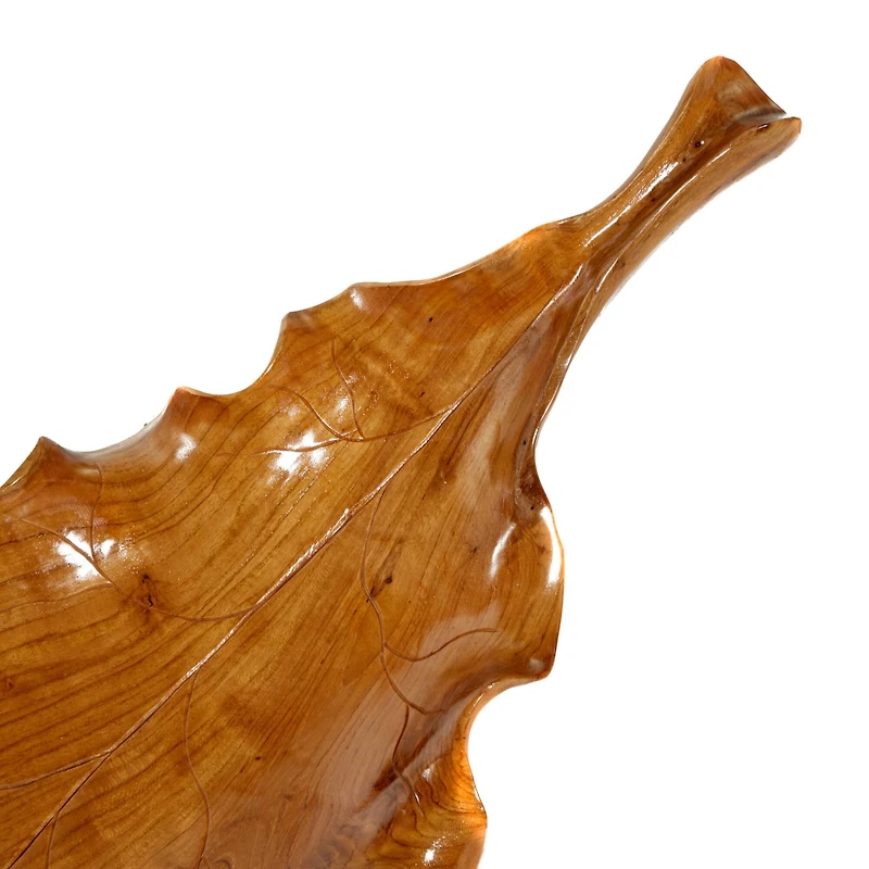 Brown Leaf Teak Wood Rustic Tray