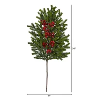 34" Pine & Berries Artificial Hanging Plant Set