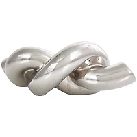 12" Silver Ceramic Knot Abstract Sculpture