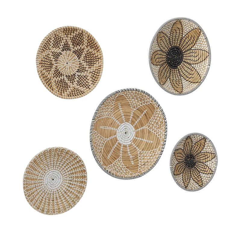 Brown Seagrass Bohemian Wall Decor, Set of 5 13", 19", 16", 14"