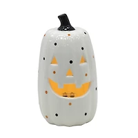 9.75" White Jack-o'-Lantern LED Ceramic Tabletop Décor by Ashland®