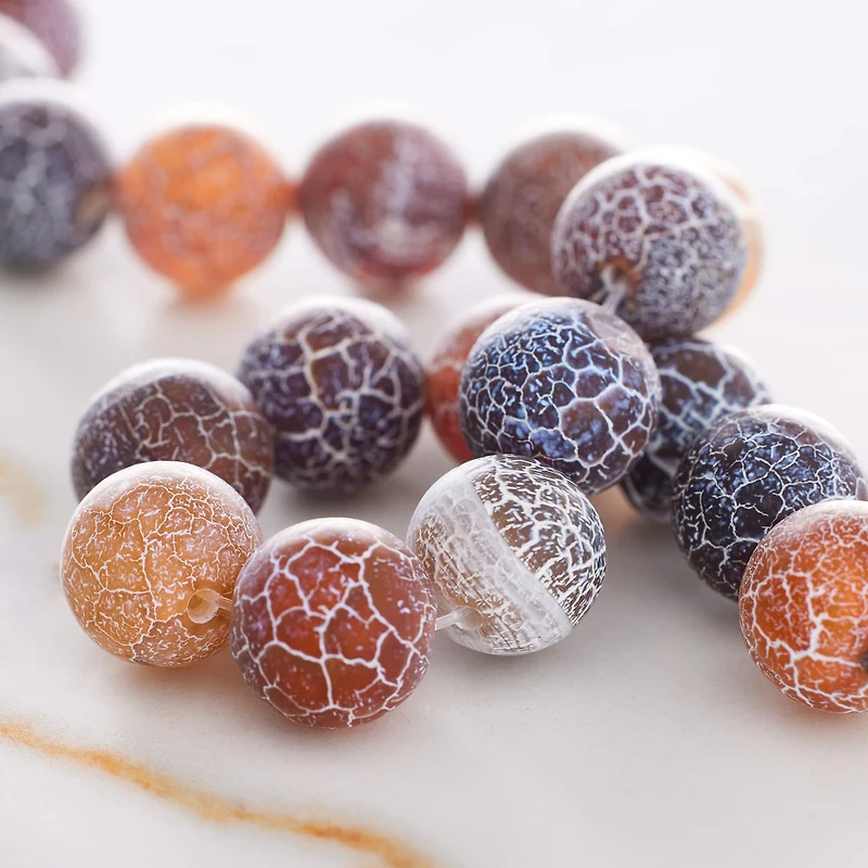 12 Packs: 18 ct. (216 total) Brown & Black Agate Crackle Matte Round Beads, 10mm by Bead Landing™