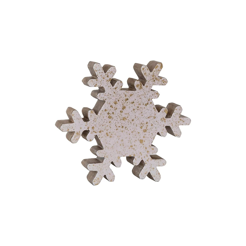 Hello Honey® 8.7" Cream & Gold Mango Wood Snowflake