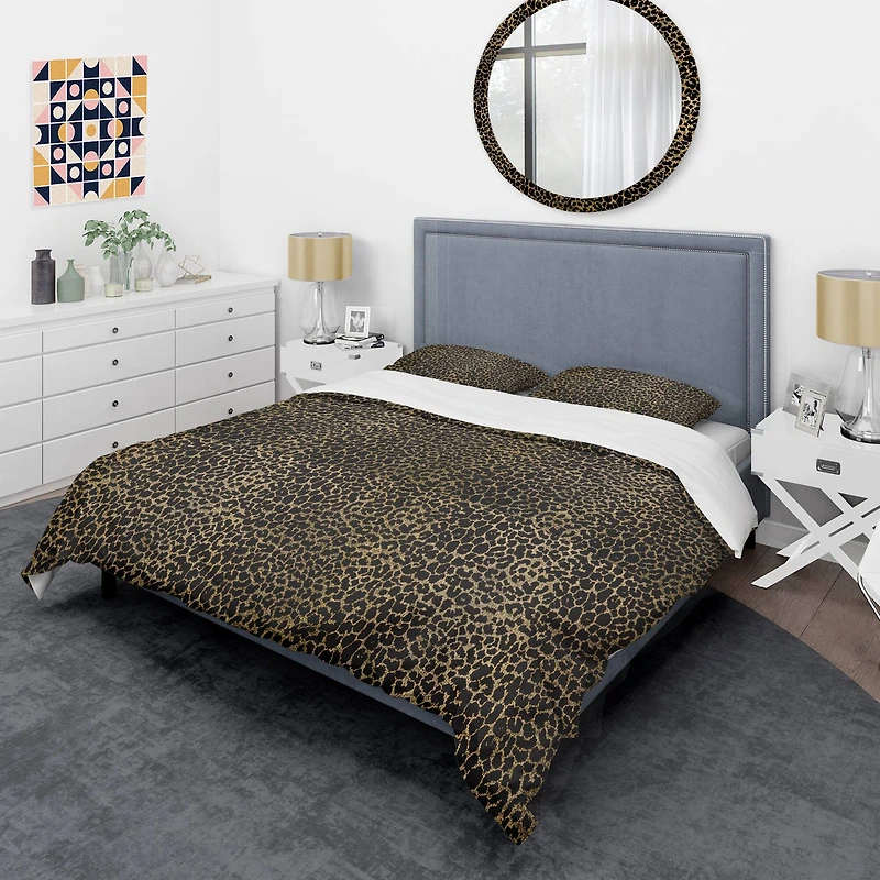 Designart 'Leopard Fur Safari V' Mid-Century Duvet Cover Set