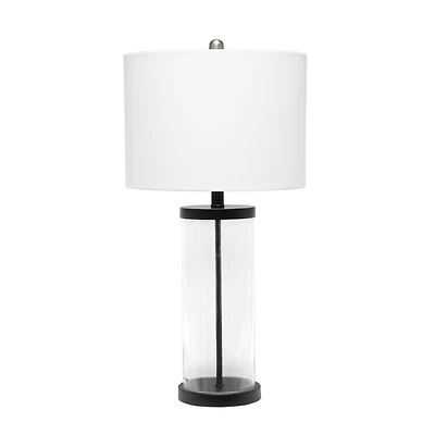 Lalia Home 27.5" Entrapped Glass Table Lamp with White Fabric Shade