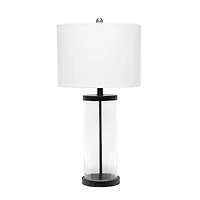 Lalia Home 27.5" Entrapped Glass Table Lamp with White Fabric Shade
