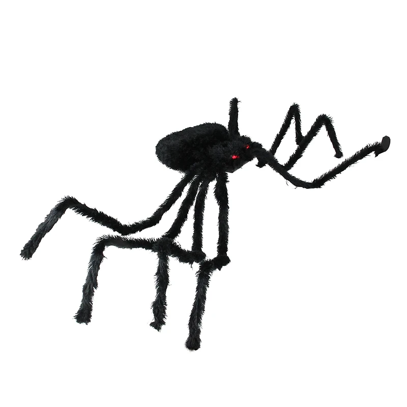 44" Lighted Black Spider with Red Eyes Halloween Decoration