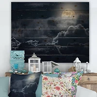 Designart - Cloudy Full Moon Night