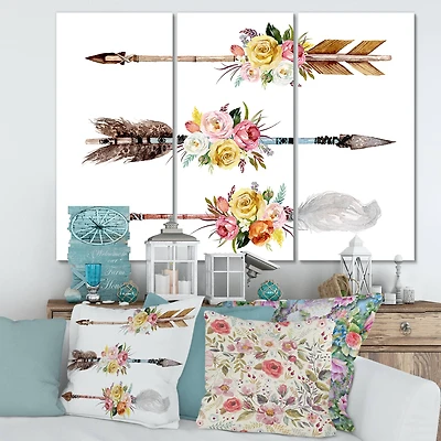 Designart - Ethnic Feathers and Flowers On Native Arrows II