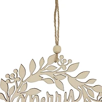 8" Natural "Merry Christmas" Wooden Wreath Ornament