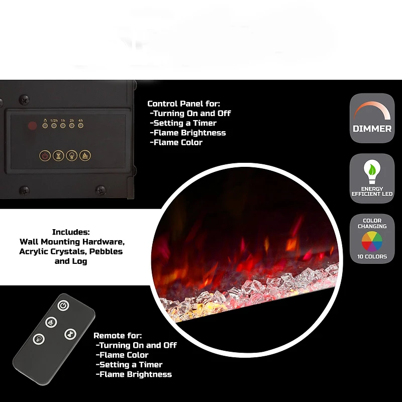 Hastings Home 50" Black LED Electric Fireplace