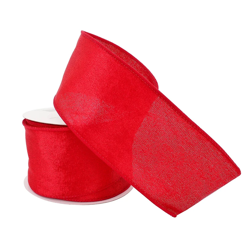 2.5" x 25ft. Red Velvet Wired Ribbon by Celebrate It™