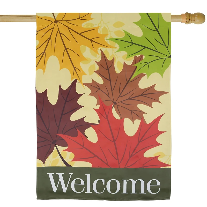 28" x 40" Red & Yellow Fall Leaves Welcome Outdoor House Flag