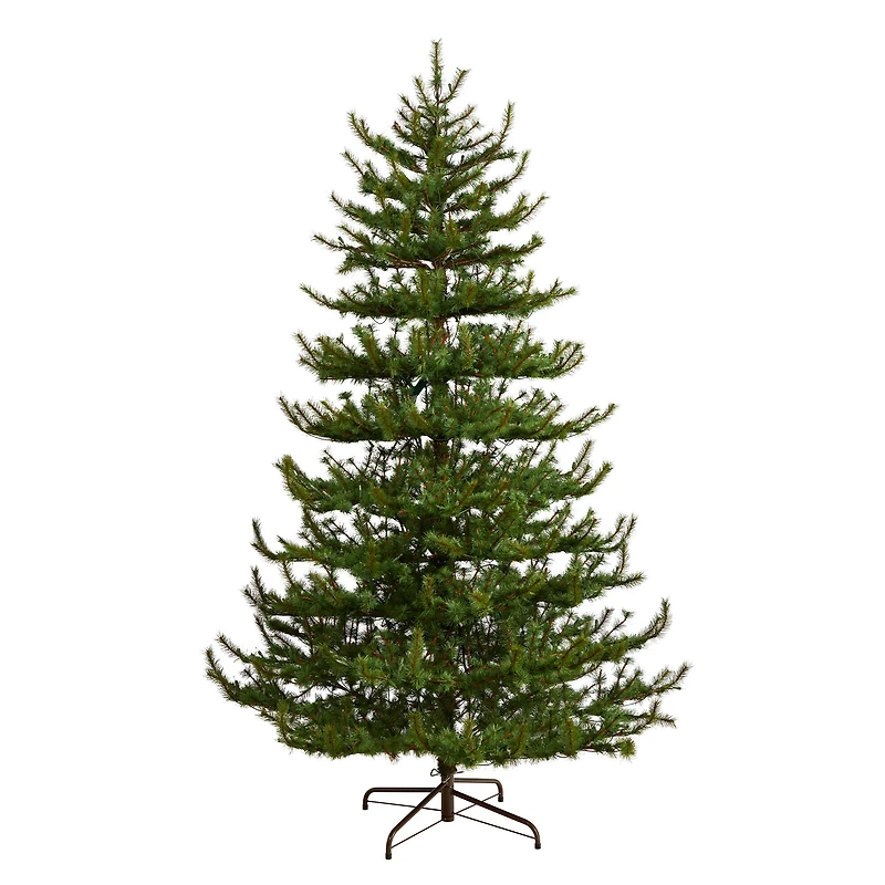 8ft. Pre-Lit Vancouver Mountain Pine Artificial Christmas Tree, Clear Lights