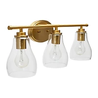 Hello Honey® Robert Stevenson Lighting Creston Brushed Gold Metal & Glass 3-Light Vanity Light