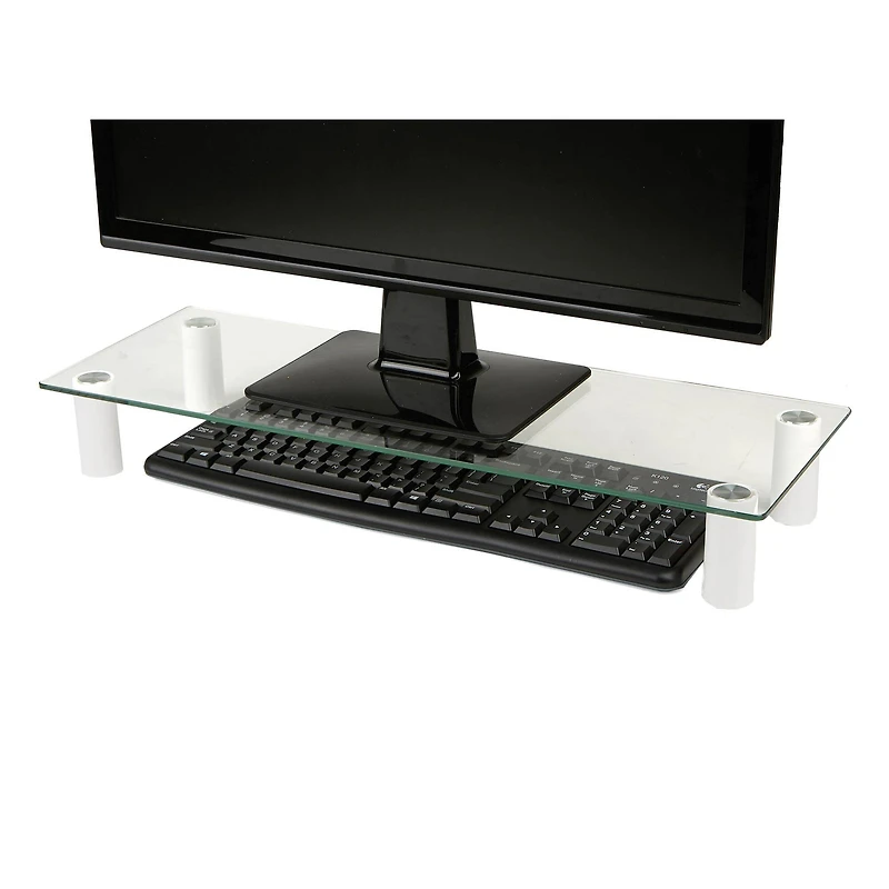 Mind Reader Clear Glass Monitor Stand Riser