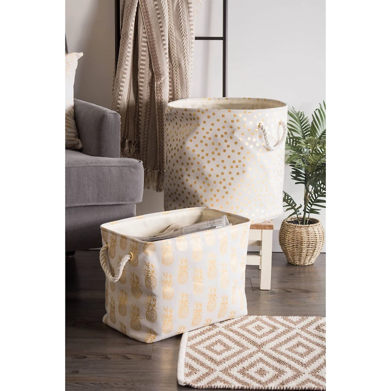 DII® Medium Round Gold Dots Polyester Bin