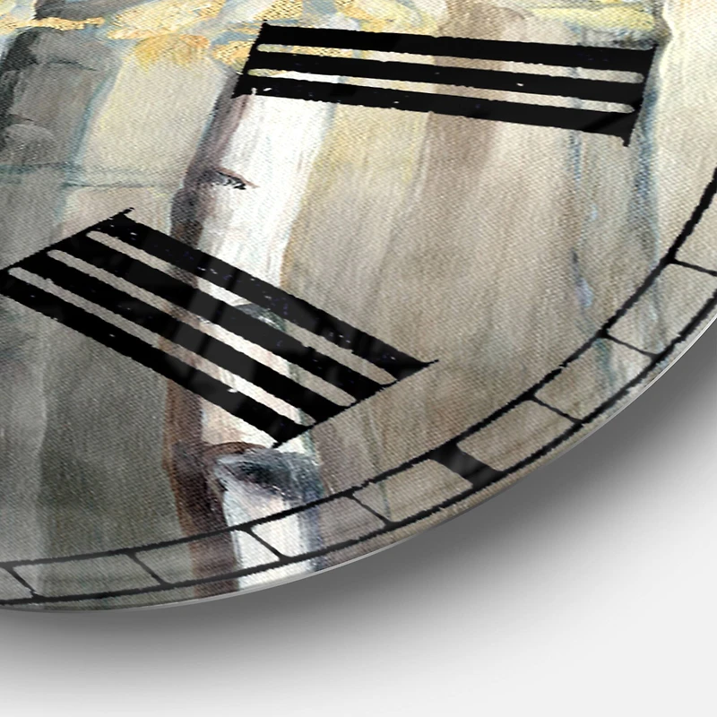 Designart 'Golden Birch Forest Iii Traditional Wall Clock