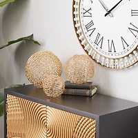 CosmoLiving by Cosmopolitan Gold Metal Chain Orb Sculpture Set