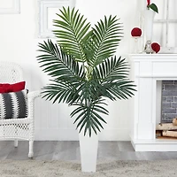 4.5ft. Kentia Palm Artificial Tree in White Tower Planter