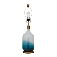 Blue Glass Table Lamp Set of 2 15", 28"