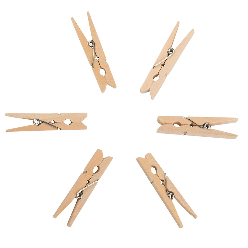 JAM Paper 2" Natural Wood Clip Clothespins, 24ct.