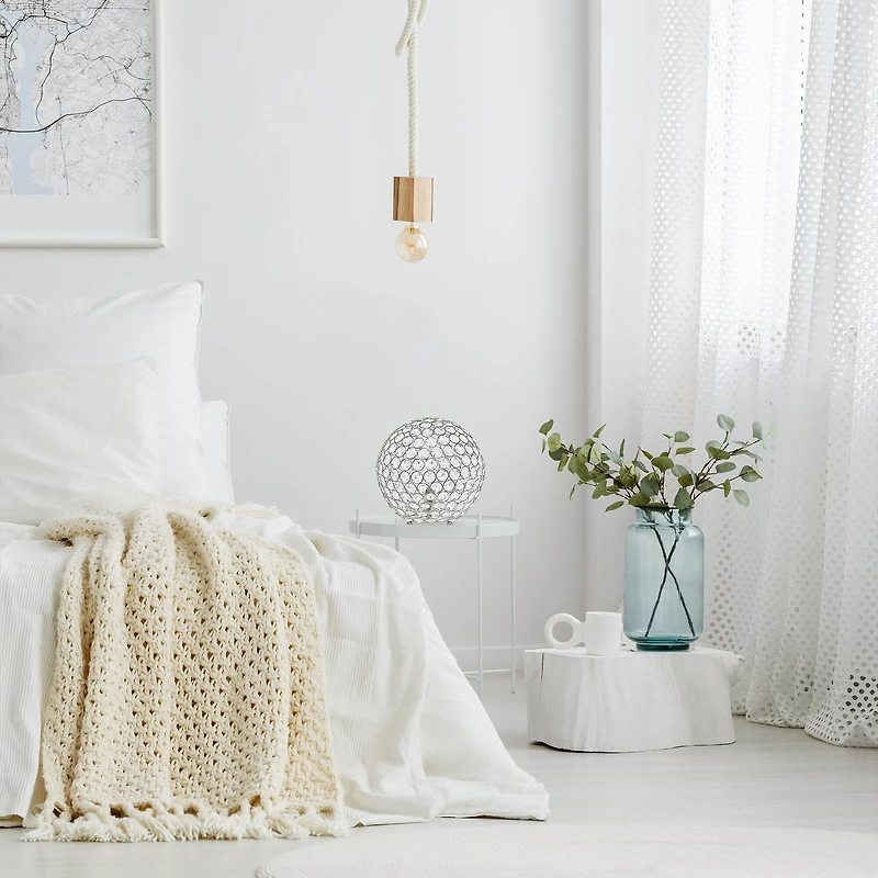 Lalia Home 10" Medium Metal Crystal Round Orb Table Lamp