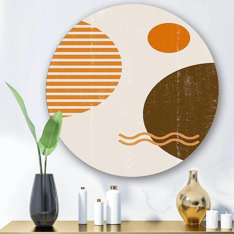 Designart - Abstract Minimal Sun and Moon In Earth Tones III