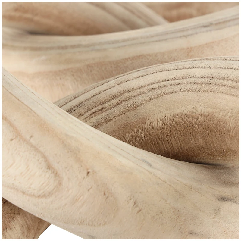 20" Cream Wood Chain 3-Link Sculpture with Natural Wood Grain