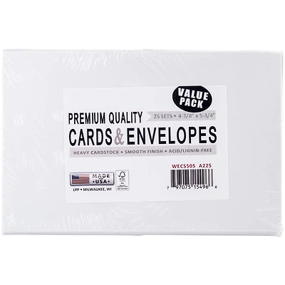 Leader Paper Products White A2 Greeting Cards With Envelopes, 25ct.