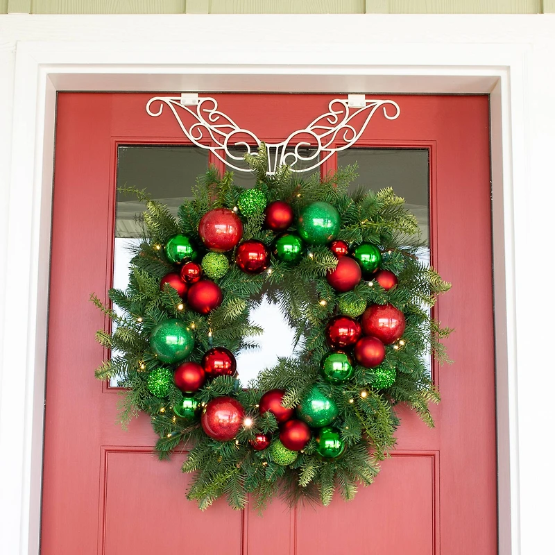 Village Lighting 30" Pre-Lit Christmas Cheer Wreath, Clear LED Lights