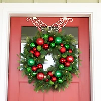 Village Lighting 30" Pre-Lit Christmas Cheer Wreath, Clear LED Lights