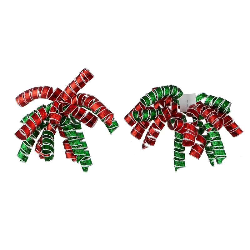 3/8" Metallic Red & Green Curly Ribbon Bows, 2ct. by Celebrate It™