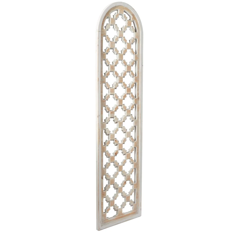 Brown Wood Carved Trellis Geometric Wall Decor 13" x 1" x 49"