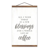 A Few Blessings and A Lot of Coffee Teak Hanging Canvas