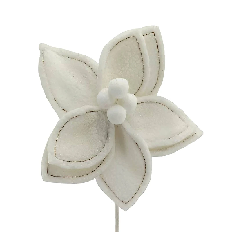 22.5" White Glitter Poinsettia Stem by Ashland®