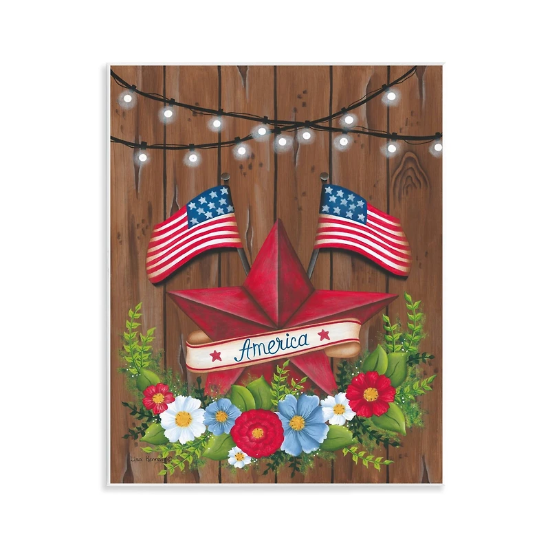 Stupell Industries Americana Country Garland Wall Plaque Art