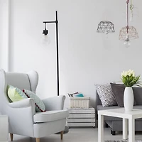 Lalia Home 5ft. Black Matte 1 Light Beacon Floor Lamp with Clear Glass Shade