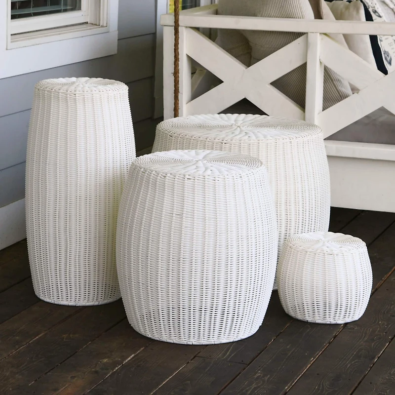 Household Essentials 24.5" White Woven Pedestal