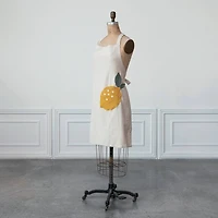 Hello Honey® Embroidered Cotton & Linen Apron with Lemon Pocket