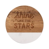 Craft Express 3.93" Coaster Marble & Wood Laserable Round, 4ct.