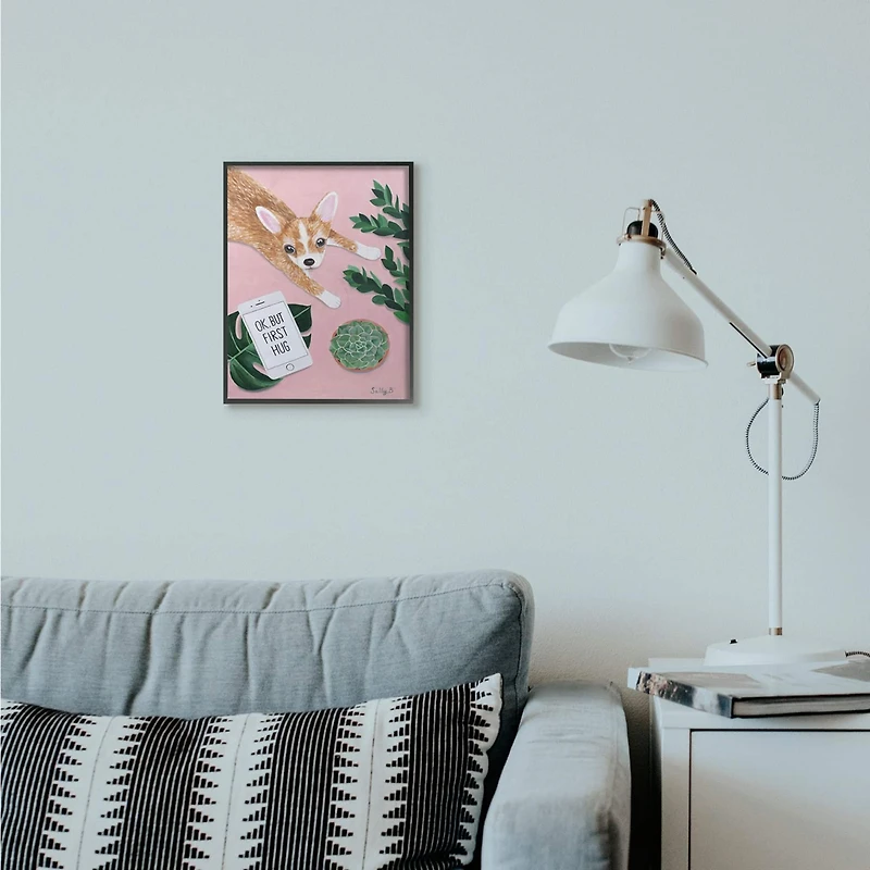 Stupell Industries Chihuahua with Phone Black Framed Wall Art