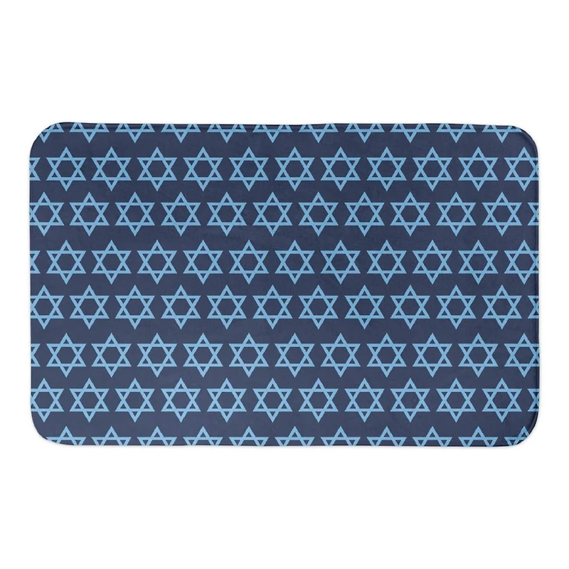 Designs Direct Blue Star Of David Pattern Bath Mat, 34" x 21"