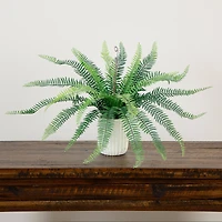 16" Artificial Boston Fern Plant in Decorative Cement Planter